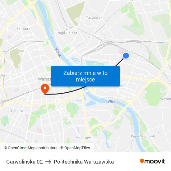 Garwolińska 02 to Politechnika Warszawska map