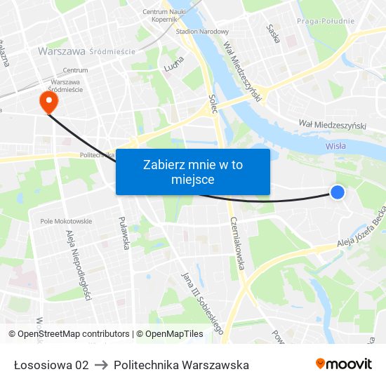 Łososiowa to Politechnika Warszawska map