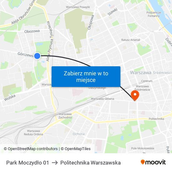 Park Moczydło 01 to Politechnika Warszawska map