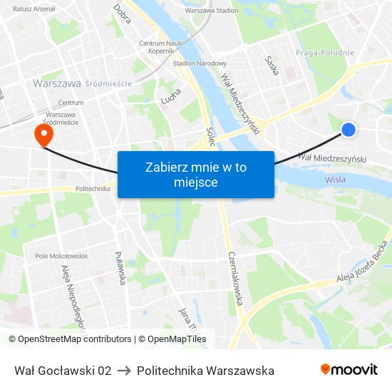 Wał Gocławski 02 to Politechnika Warszawska map
