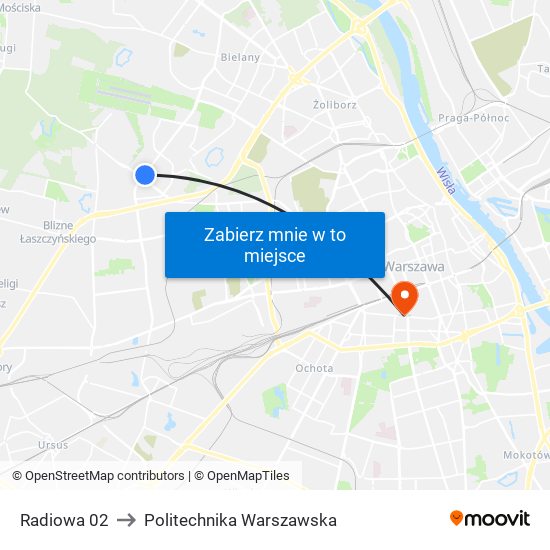 Radiowa 02 to Politechnika Warszawska map