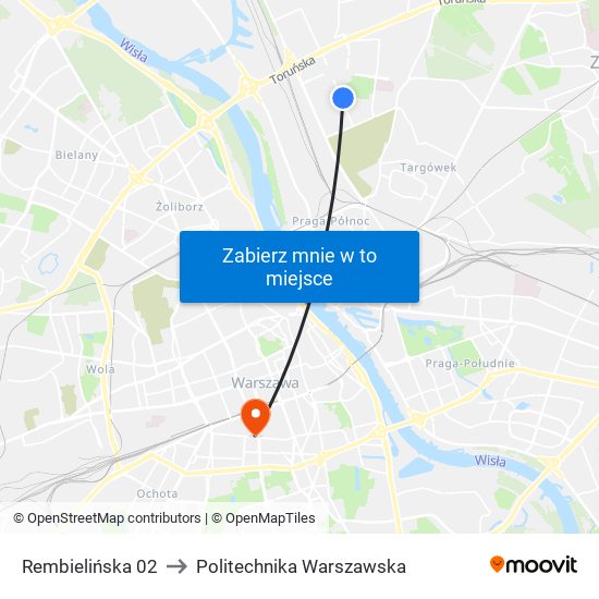 Rembielińska to Politechnika Warszawska map