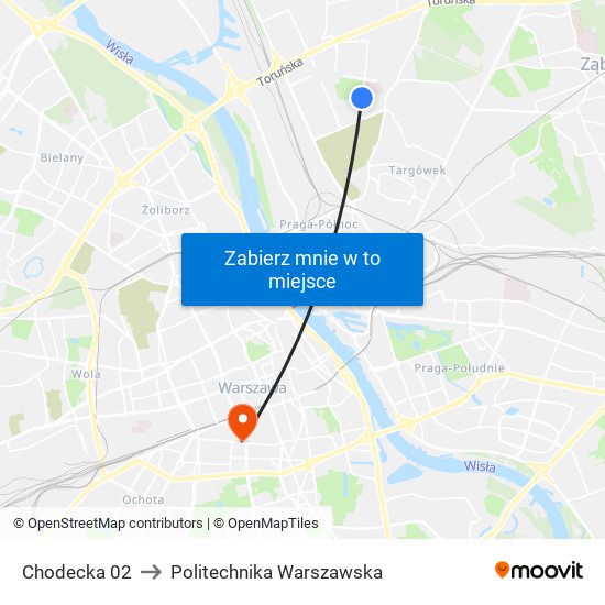 Chodecka to Politechnika Warszawska map