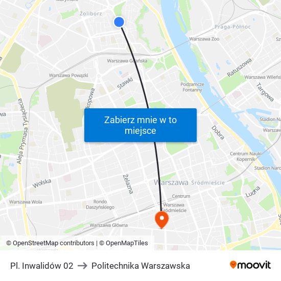 Pl. Inwalidów to Politechnika Warszawska map