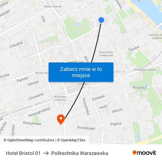 Hotel Bristol 01 to Politechnika Warszawska map