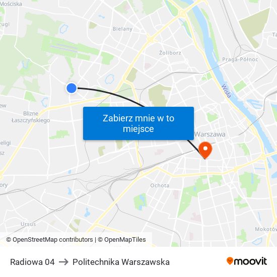 Radiowa 04 to Politechnika Warszawska map