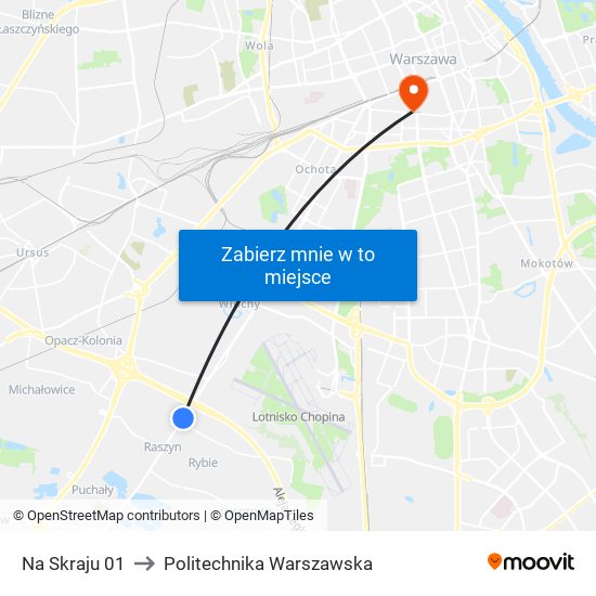 Na Skraju to Politechnika Warszawska map