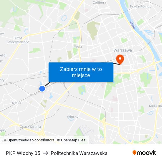 PKP Włochy 05 to Politechnika Warszawska map