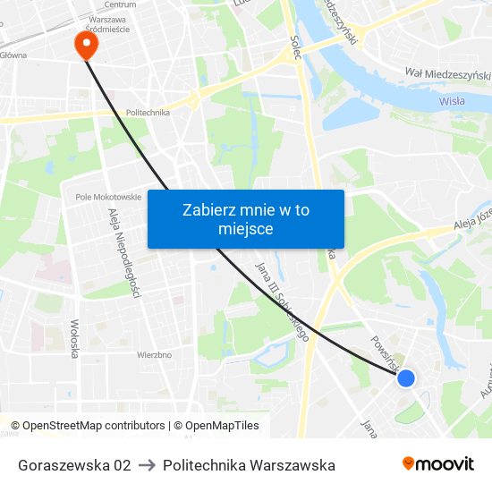 Goraszewska to Politechnika Warszawska map