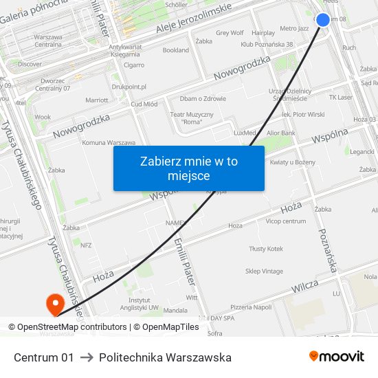 Centrum 01 to Politechnika Warszawska map