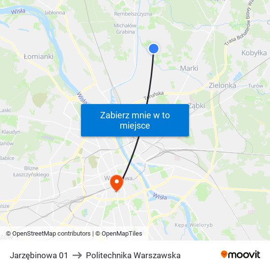 Jarzębinowa 01 to Politechnika Warszawska map