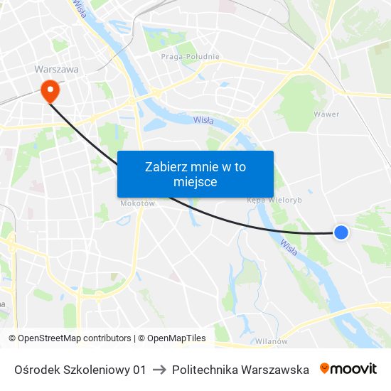 Ośrodek Szkoleniowy 01 to Politechnika Warszawska map