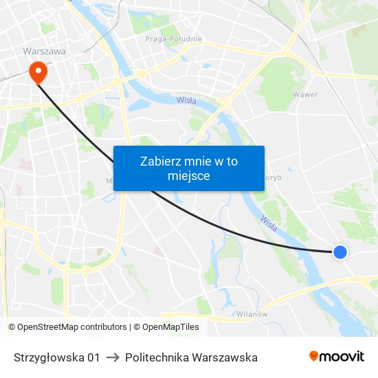 Strzygłowska 01 to Politechnika Warszawska map