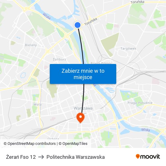 Żerań Fso 12 to Politechnika Warszawska map