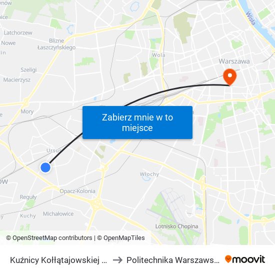 Kuźnicy Kołłątajowskiej 01 to Politechnika Warszawska map