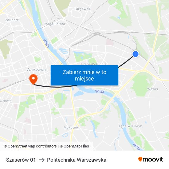 Szaserów 01 to Politechnika Warszawska map