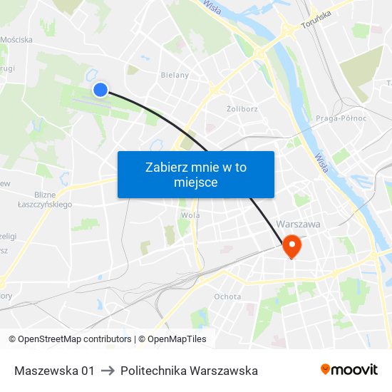 Maszewska 01 to Politechnika Warszawska map