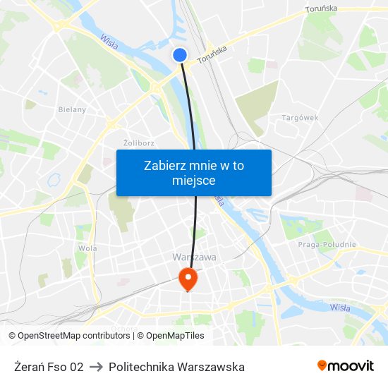 Żerań Fso 02 to Politechnika Warszawska map