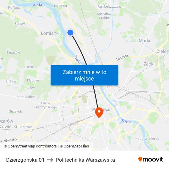 Dzierzgońska 01 to Politechnika Warszawska map