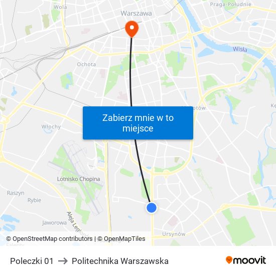 Poleczki to Politechnika Warszawska map