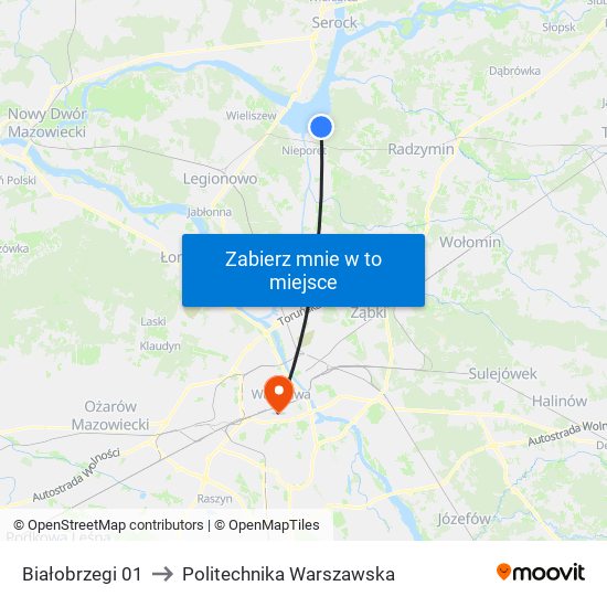 Białobrzegi 01 to Politechnika Warszawska map