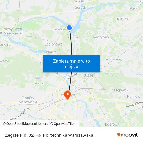 Zegrze Płd. 02 to Politechnika Warszawska map