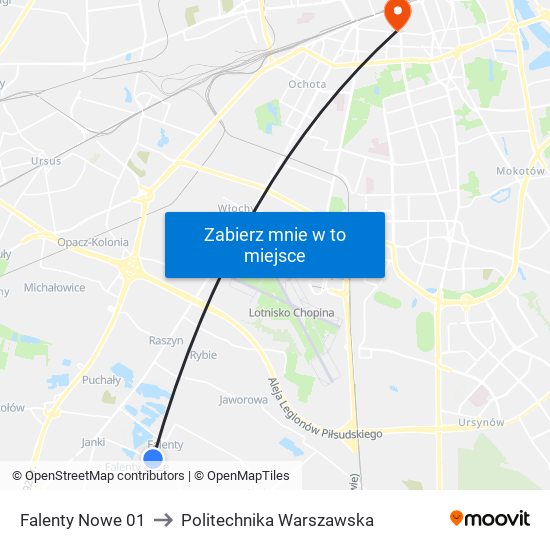 Falenty Nowe 01 to Politechnika Warszawska map