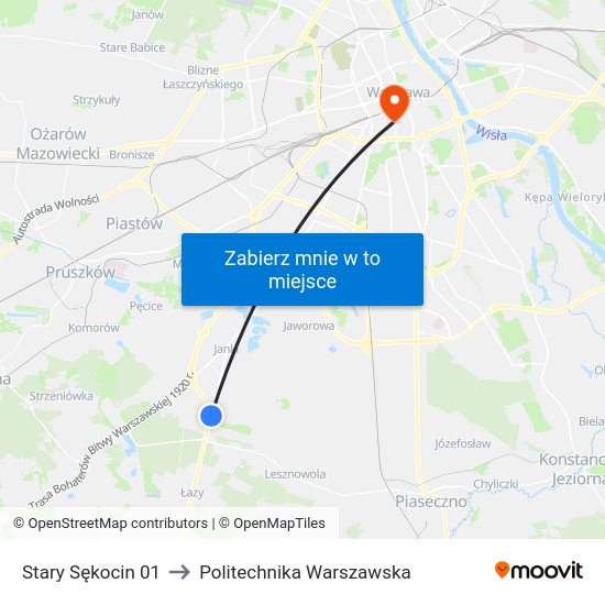 Stary Sękocin 01 to Politechnika Warszawska map