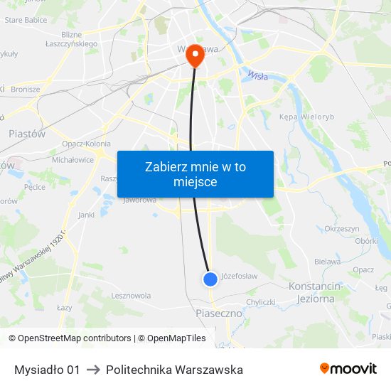 Mysiadło to Politechnika Warszawska map