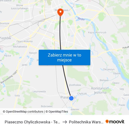 Piaseczno Chyliczkowska-Technikum to Politechnika Warszawska map