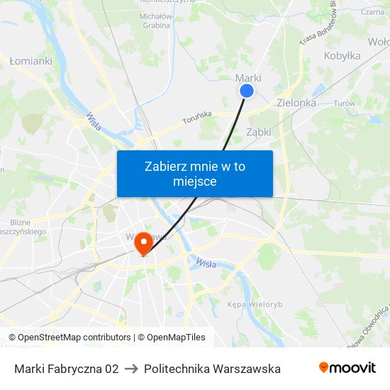 Marki Fabryczna 02 to Politechnika Warszawska map