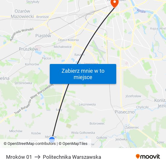 Mroków 01 to Politechnika Warszawska map