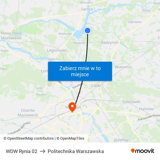 WDW Rynia 02 to Politechnika Warszawska map