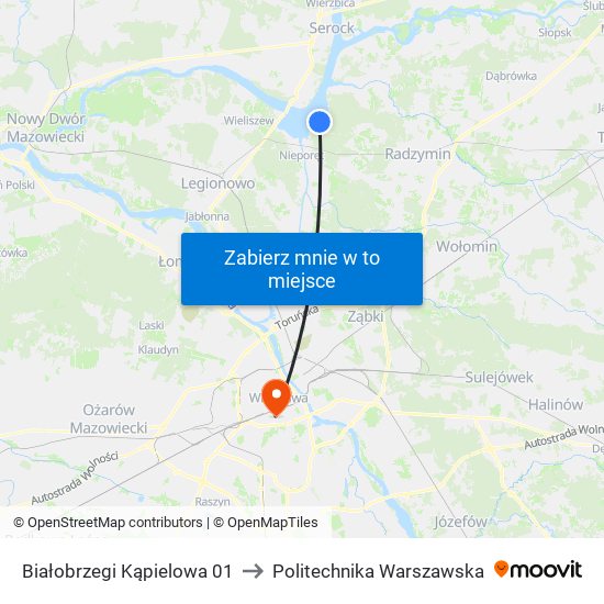 Białobrzegi Kąpielowa 01 to Politechnika Warszawska map