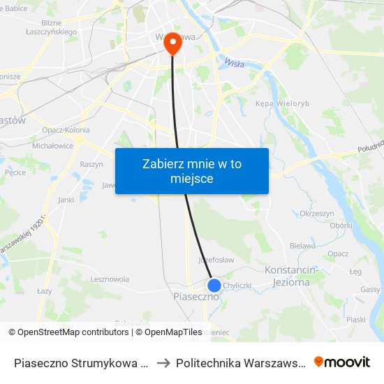 Piaseczno Strumykowa 01 to Politechnika Warszawska map