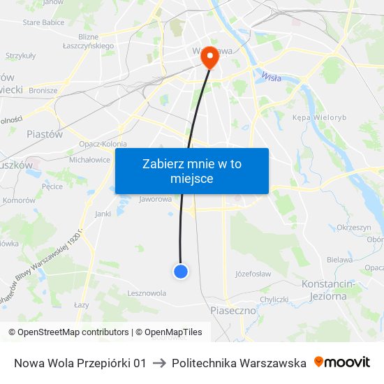 Nowa Wola Przepiórki 01 to Politechnika Warszawska map