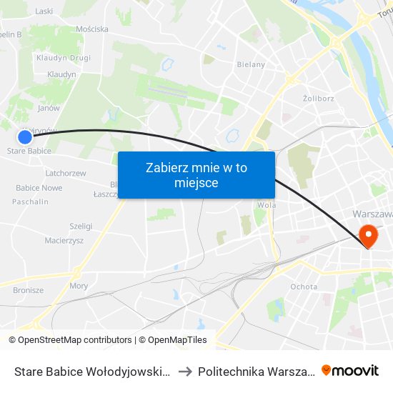 Stare Babice Wołodyjowskiego to Politechnika Warszawska map