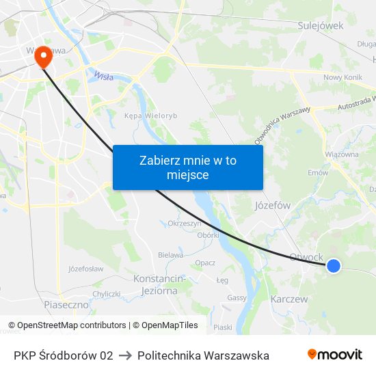 PKP Śródborów 02 to Politechnika Warszawska map