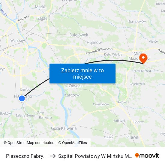 Piaseczno Fabryczna to Szpital Powiatowy W Mińsku Mazowieckim map