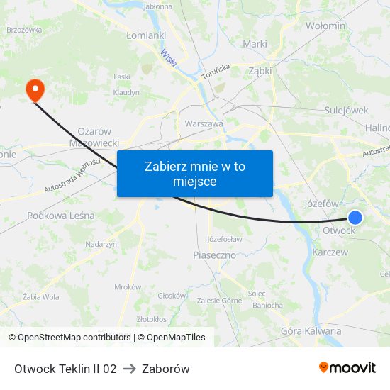 Otwock Teklin II 02 to Zaborów map