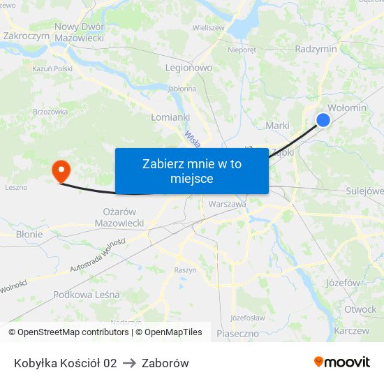 Kobyłka Kościół 02 to Zaborów map