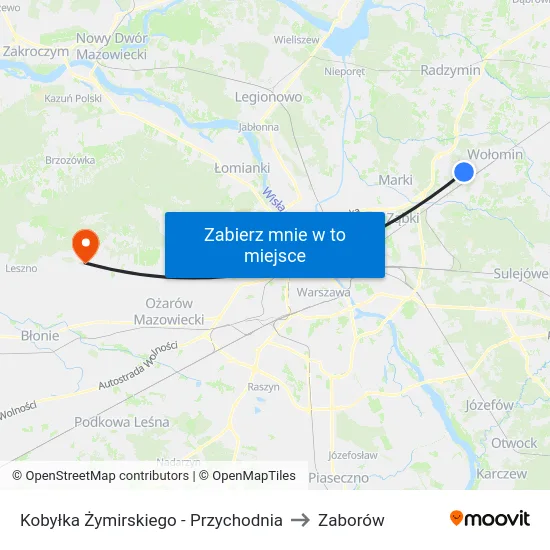 Kobyłka Żymirskiego - Przychodnia to Zaborów map