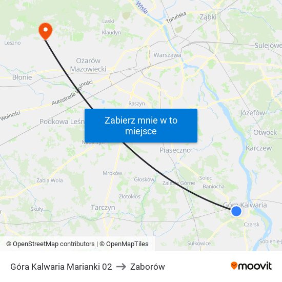 Góra Kalwaria Marianki 02 to Zaborów map