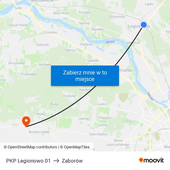 PKP Legionowo 01 to Zaborów map