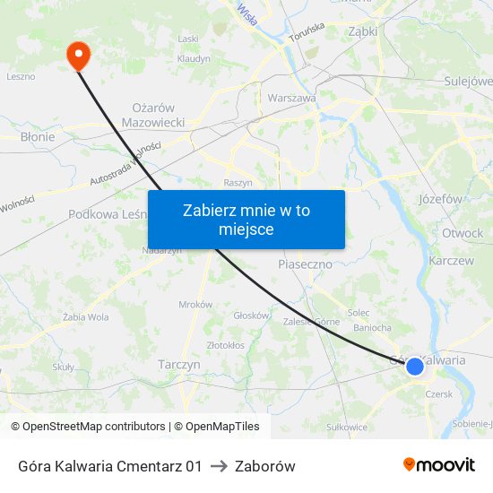 Góra Kalwaria Cmentarz 01 to Zaborów map