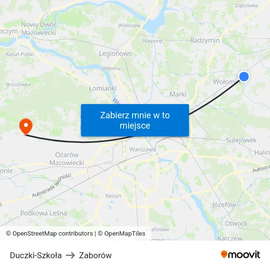 Duczki - Szkoła to Zaborów map