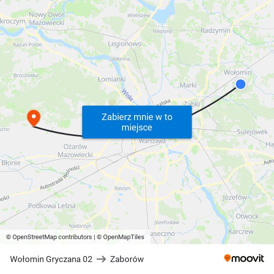 Wołomin Gryczana 02 to Zaborów map