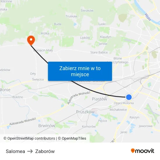 Salomea to Zaborów map