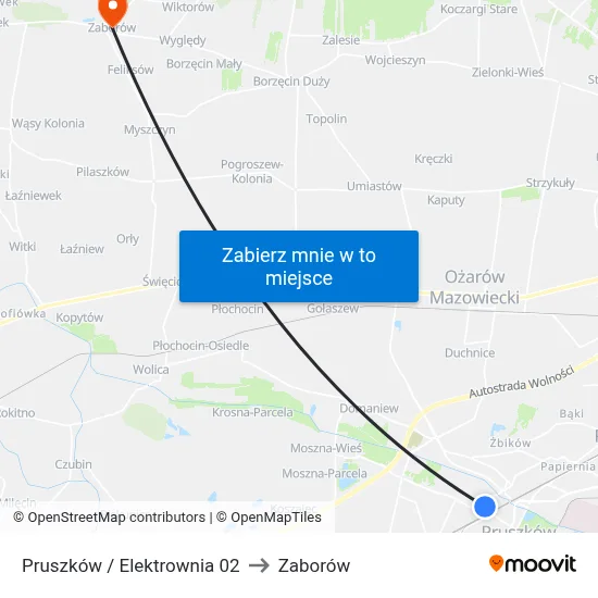 Pruszków / Elektrownia 02 to Zaborów map