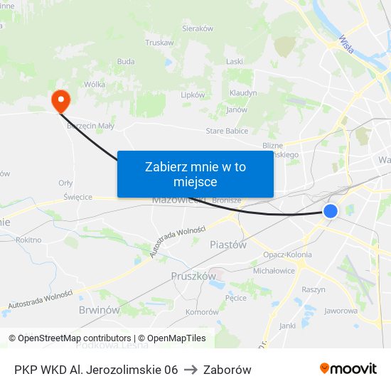 PKP WKD Al. Jerozolimskie 06 to Zaborów map